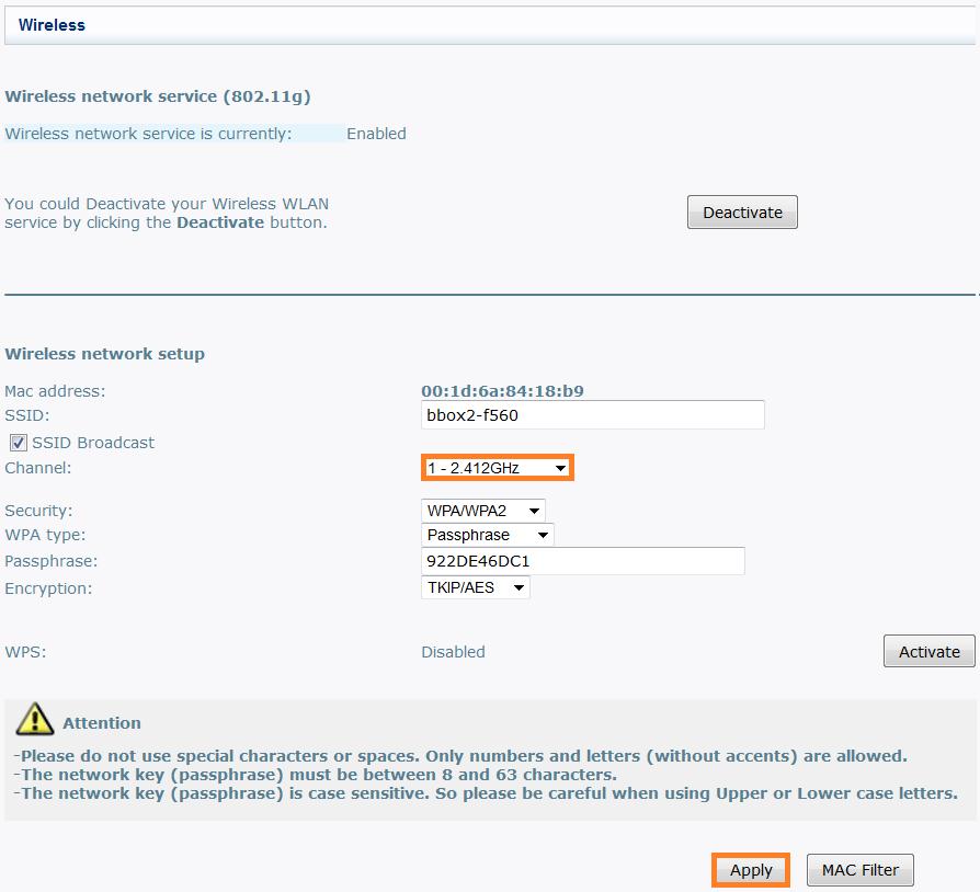 change wifi signal of bbox2